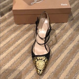 Christian Louboutin black silk and gold runway!!